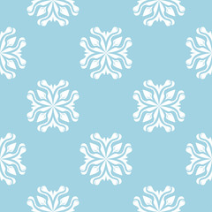 White floral seamless pattern on blue background