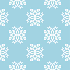 White floral seamless pattern on blue background