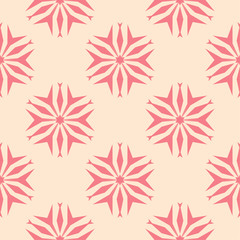 Red floral seamless pattern on beige background