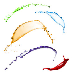 beautiful liquid collection of color splashes over white backgro