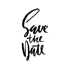 Obraz premium Save the date. Modern ink dry brush pen lettering. Handwritten vector inscription. Typography banner. Calligraphy poster.