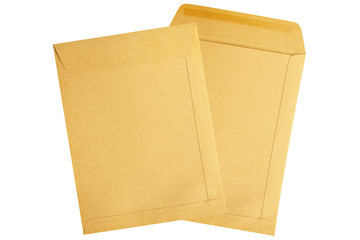 Brown envelopes document isolated on white background.