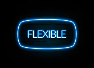 Flexible  - colorful Neon Sign on brickwall