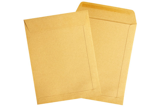 Brown envelopes document isolated on white background.