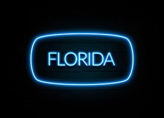 Florida   - colorful Neon Sign on brickwall