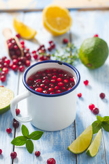 cranberry drink on wooden surface