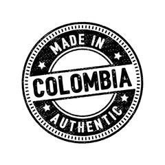 made in colombia authentic circle rubber stamp icon