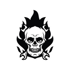 Skull ghost rider road vector illustration