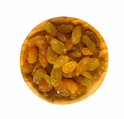 yellow jumbo size raisins isolated on white
