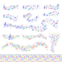 Vector notes music melody colorfull musician symbols melody text writting symphony