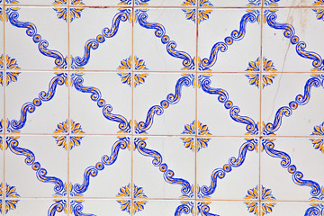 Typical Portuguese decorations with colored ceramic tiles .