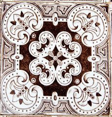 Typical Portuguese decorations with colored ceramic tiles .