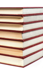 A pile of books on white background isolated