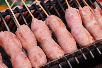 BBQ sausages street food