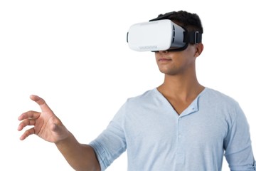 Man using virtual reality headset