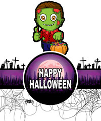 Happy Halloween Design template with Zombie.