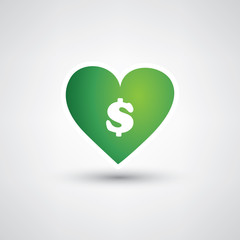 Love Green, Save Money Design Concept With Heart Shape And Dollar Sign Inside