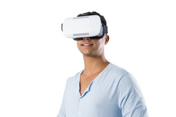 Man using virtual reality headset