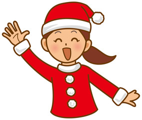 サンタクロース　女性　手を振る