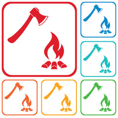 The ax and campfire icon