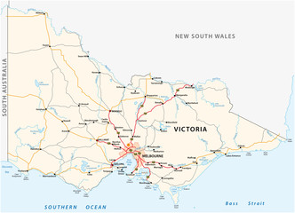 Road map of the australian state victoria - obrazy, fototapety, plakaty