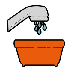 plastic pot with foam and water tap