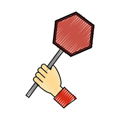 hand with  trafic sign  vector illustration