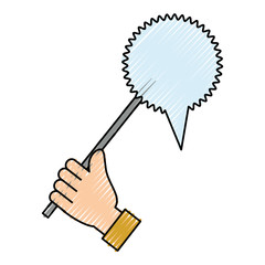 hand with chat bubbles  vector illustration