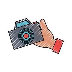 hand with camera  vector illustration