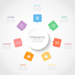 Infographic design elements for your business data with 7 options, parts, steps, timelines or processes. Vector Illustration.