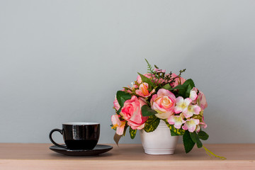 Coffee Break, coffee mug and flower pot