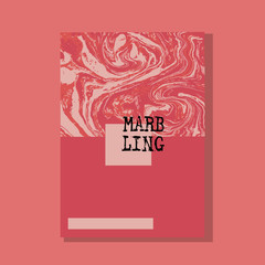 Marbled pastel abstract background. Liquid marble red pattern. Vector fluid texture. Business template design.