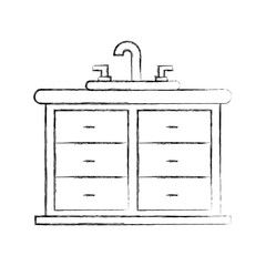 bathroom interior with sink vanity cabinet furniture vector illustration