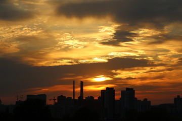 Fototapeta na wymiar Townscape on sunset