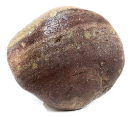 Single natural stone on white background, close-up