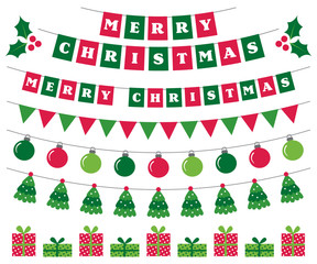 Merry Christmas banners and holiday decoration set
