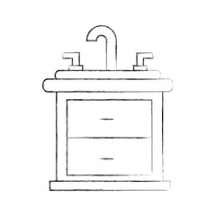 bathroom interior with sink vanity cabinet furniture vector illustration