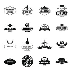 Luxury logo icons set, simple style