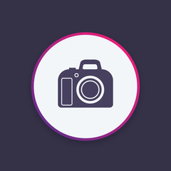 DSLR camera icon, round pictogram