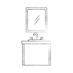 bathroom interior with sink mirror vanity cabinet furniture vector illustration