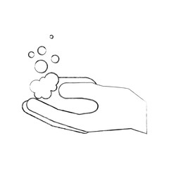 bathroom hand holding soap bubbles higiene vector illustration