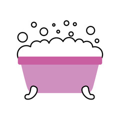 bathtub foam clean hygiene interior ceramic icon vector illustration