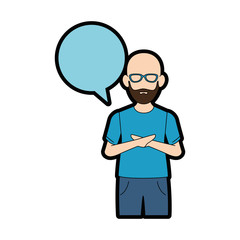 young man with speech bubble avatar character