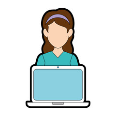 Fototapeta na wymiar woman with laptop avatar