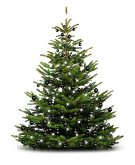 Weihnachtsbaum mit schwarzen Kugeln