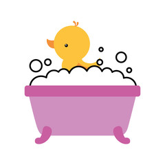 bathtub and duck clean hygiene interior ceramic icon vector illustration