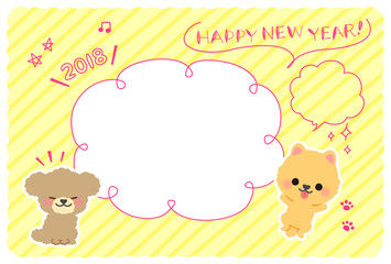 2018戌年の年賀状テンプレート フォトフレーム