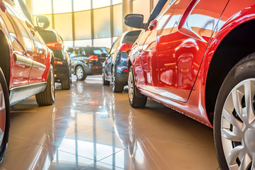 New cars at dealer showroom