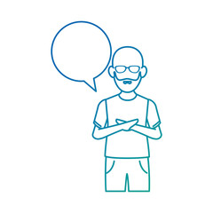 young man with speech bubble avatar character