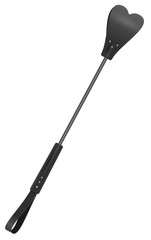 Black stick elastic cane with whip like tip heart shape. Accessory tool toy for BDSM